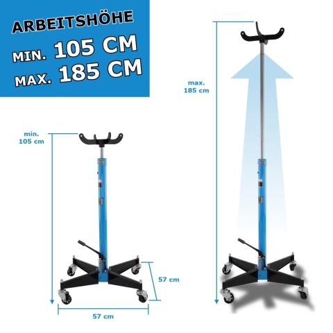 Podnośnik stojak do silników i skrzynie biegów do 500kg 105-185cm Niebieski