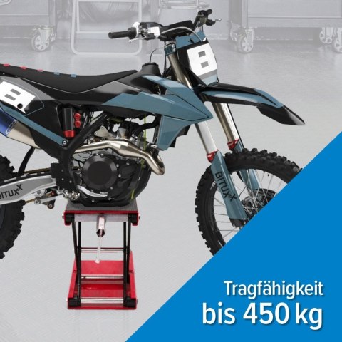 Profesjonalny stojak centralny BITUXX 450 kg do motocykla enduro, offroad, szosowego