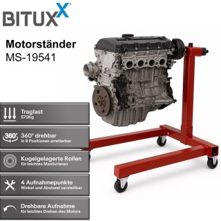 Stojak na silnik 570 kg obrotowy mobilny warsztatowy 4 koła 360°