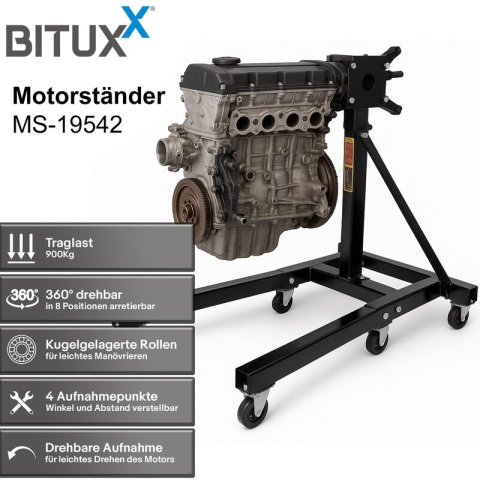 Stojak pod silnik BITUXX do 900 kg składana podpora silnika z kółkami