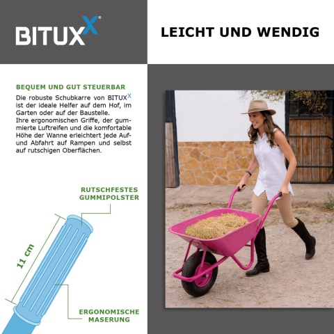 Taczka ogrodowa Wózek 100l z kołem pompowanym RÓŻOWA do 250kg Ocynkowana