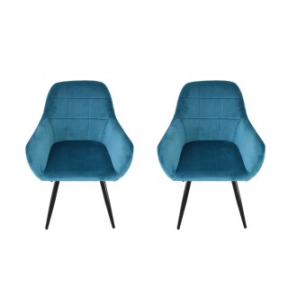 ZESTAW KRZESEŁ WELUROWYCH 2 SZTUKI TURKUSOWE SOLIDNE NOWOCZESNE