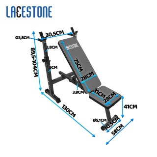 ZESTAW ŁAWKA TRENINGOWA SKŁADANA + HANTLE REGULOWANE W WALIZCE LACESTONE