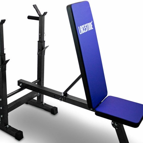ZESTAW ŁAWKA TRENINGOWA SŁADANA Z REGULOWANYM STOJAKIEM NA SZTANGĘ LACESTONE