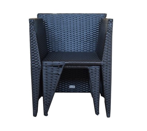 Nowoczesny Zestaw Mebli Ogrodowych z Technorattanu 2 Krzesła + Stolik ze Szklanym Blatem