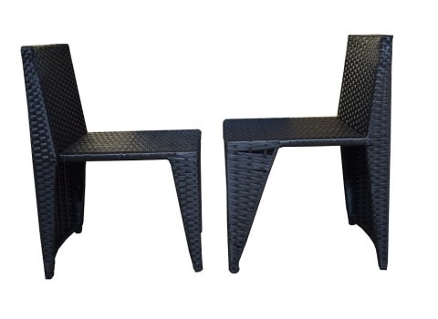 Nowoczesny Zestaw Mebli Ogrodowych z Technorattanu 2 Krzesła + Stolik ze Szklanym Blatem