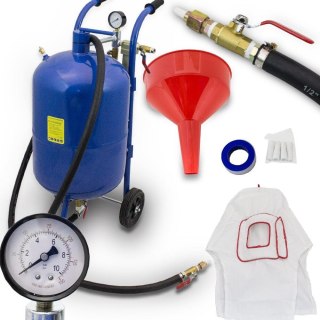 ZESTAW MOBILNA PIASKARKA SYFONOWA 38 L + WĄŻ 2,5m + 4 DYSZE MASKA LEJEK