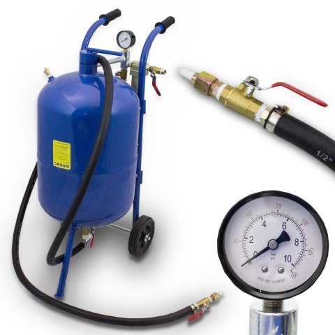 ZESTAW MOBILNA PIASKARKA SYFONOWA 38 L + WĄŻ 2,5m + 4 DYSZE MASKA LEJEK