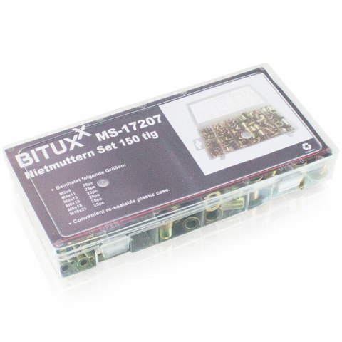 ZESTAW OCYNKOWANYCH NITONAKRĘTEK BITUXX M3 M4 M5 M6 M8 M10 150 SZTUK