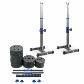 ZESTAW STOJAK NA SZTANGĘ Z ZESTAWEM HANTLI 2W1 SZTANGA 40KG