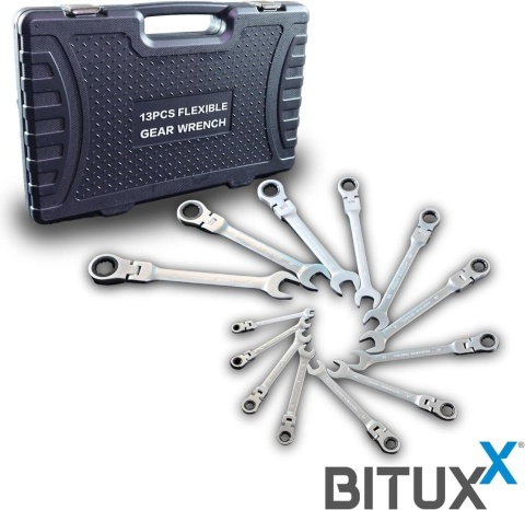 Zestaw Kluczy Płasko-oczkowych z grzechotką 13 elementów BituX