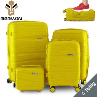 Zestaw walizek BERWIN Torna 4w1 – twarde walizki na kółkach + kosmetyczka Tropic Gelb