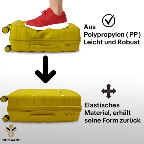 Zestaw walizek BERWIN Torna 4w1 – twarde walizki na kółkach + kosmetyczka Tropic Gelb