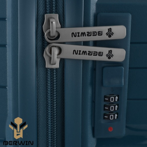 Zestaw walizek BERWIN Torna 4w1 twarde walizki na kółkach + kosmetyczka OCEAN Petrol