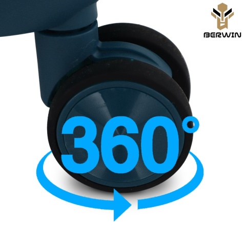 Zestaw walizek BERWIN Torna 4w1 twarde walizki na kółkach + kosmetyczka OCEAN Petrol