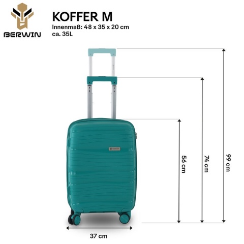 Zestaw walizek BERWIN Torna 4w1 – twarde walizki na kółkach + kosmetyczka Aqua Breeze