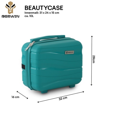 Zestaw walizek BERWIN Torna 4w1 – twarde walizki na kółkach + kosmetyczka Aqua Breeze