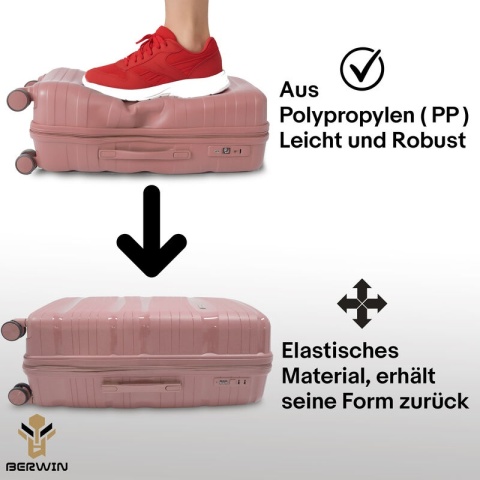 Zestaw walizek BERWIN Torna 4w1 – twarde walizki na kółkach + kosmetyczka DUSTY Rose