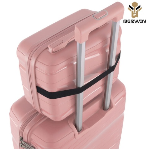 Zestaw walizek BERWIN Torna 4w1 – twarde walizki na kółkach + kosmetyczka DUSTY Rose