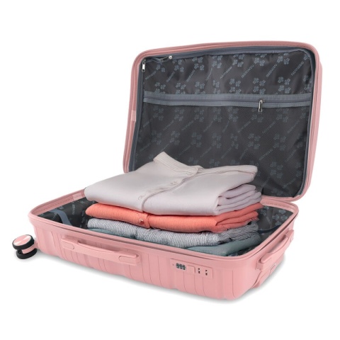 Zestaw walizek BERWIN Torna 4w1 – twarde walizki na kółkach + kosmetyczka DUSTY Rose