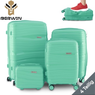 Zestaw walizek BERWIN Torna 4w1 – twarde walizki na kółkach + kosmetyczka Fresh Mint