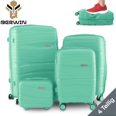 Zestaw walizek BERWIN Torna 4w1 – twarde walizki na kółkach + kosmetyczka Fresh Mint
