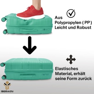 Zestaw walizek BERWIN Torna 4w1 – twarde walizki na kółkach + kosmetyczka Fresh Mint