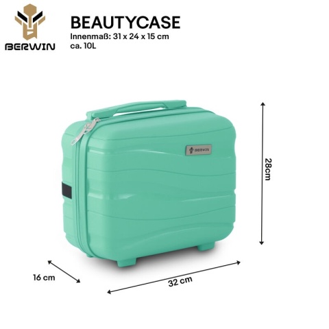 Zestaw walizek BERWIN Torna 4w1 – twarde walizki na kółkach + kosmetyczka Fresh Mint