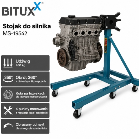 Belka do silnika Stojak do montazu skrzyni do 900kg BITUXX obrotowy na kołach