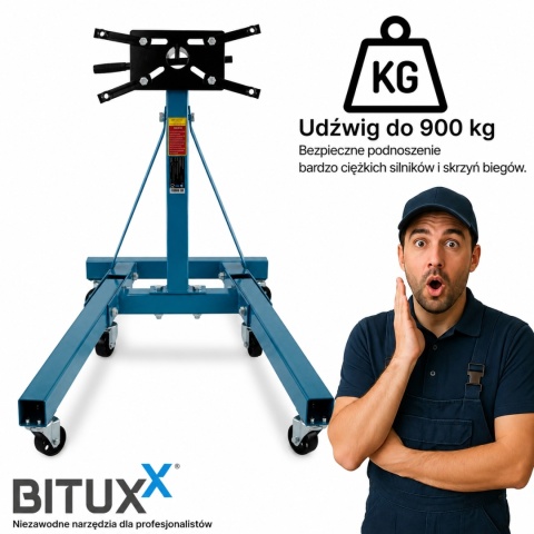 Belka do silnika Stojak do montazu skrzyni do 900kg BITUXX obrotowy na kołach