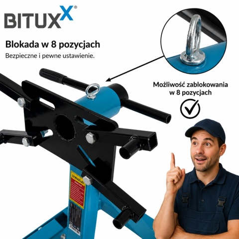 Belka do silnika Stojak do montazu skrzyni do 900kg BITUXX obrotowy na kołach