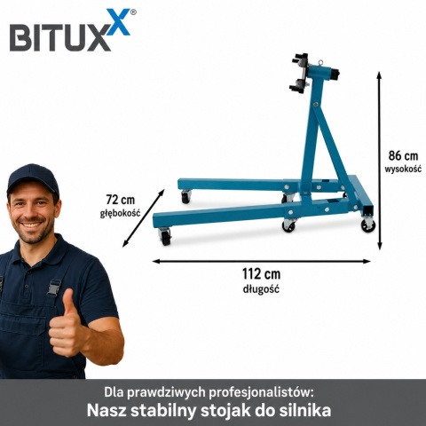 Belka do silnika Stojak do montazu skrzyni do 900kg BITUXX obrotowy na kołach