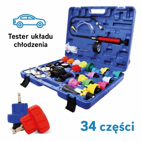 Bituxx 34‑częściowy tester układu chłodzenia – ciśnieniowy test szczelności i napełnianie chłodnicy