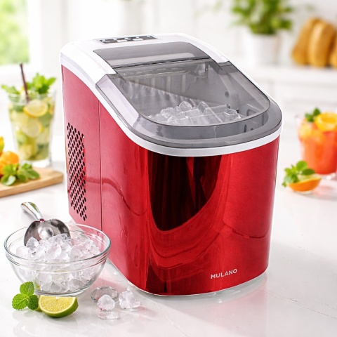 KOSTKARKA MASZYNA DO KOSTEK LODU DRINK BAR AGD CZERWONA INOX STOŁOWA