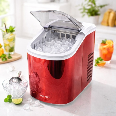 KOSTKARKA MASZYNA DO KOSTEK LODU DRINK BAR AGD CZERWONA INOX STOŁOWA