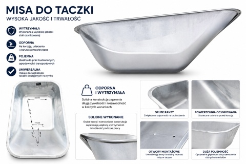 MISA DO TACZKI BITUXX ZAPASOWA METALOWA OCYNKOWANA 100L POJEMNOŚCI