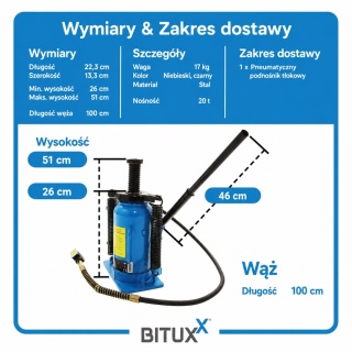 PODNOŚNIK SŁUPEK HYDRAULICZNO-PNEUMATYCZNY 20 TON LEWAREK SŁUPKOWY