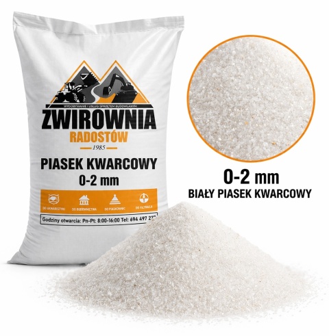 Piasek 20 kg naturalny 0–2 mm – drobny czysty do zapraw, piaskowania i tynków