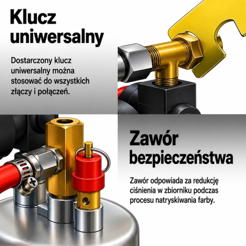 Pneumatyczny pistolet natryskowy 2 L z metalowym zbiornikiem – zestaw do malowania farb, lakierów i dekoracji