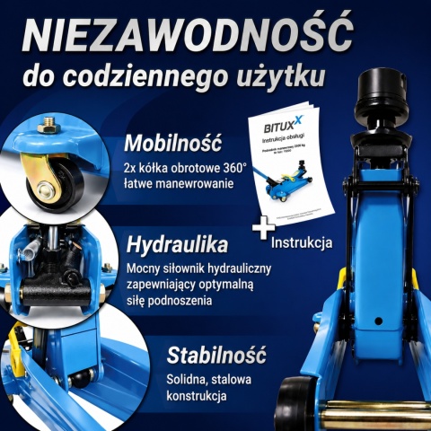 Podnośnik samochodowy lewarek Hydrauliczny Żaba do 2,5 tony warsztatowy