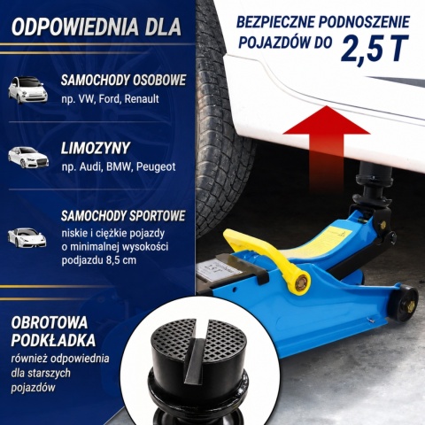 Podnośnik samochodowy lewarek Hydrauliczny Żaba do 2,5 tony warsztatowy