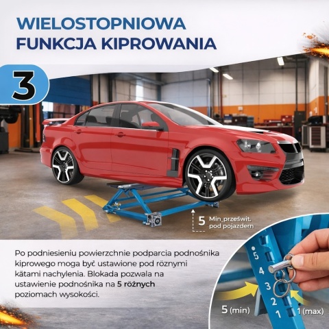 Podnośnik uchylny 3T 3000 kg - profesjonalny podnośnik samochodowy do warsztatu