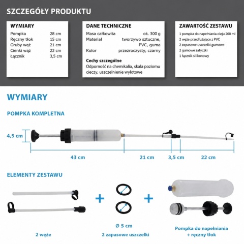 Pompa do napełniania i ekstrakcji płynów BITUXX 200 ml + 500 ml