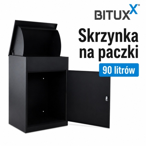 Skrzynka na Paczki Duże przesyłki Stalowa Zewnętrzna Czarna90l