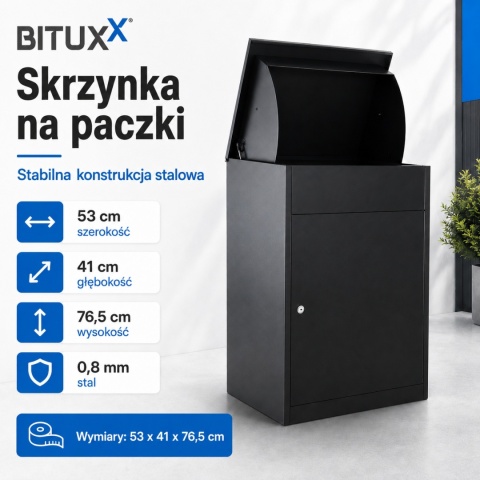 Skrzynka na Paczki Duże przesyłki Stalowa Zewnętrzna Czarna90l