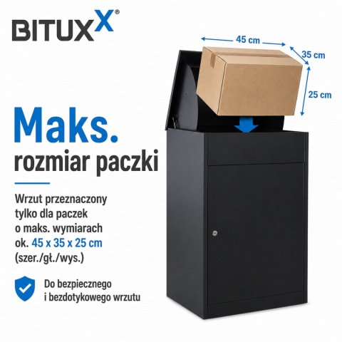 Skrzynka na Paczki Duże przesyłki Stalowa Zewnętrzna Czarna90l