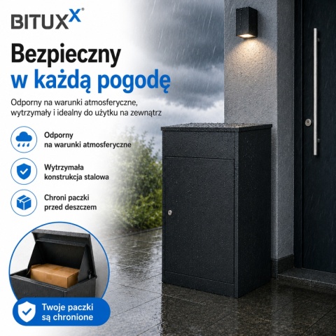 Skrzynka na Paczki Duże przesyłki Stalowa Zewnętrzna Czarna90l