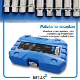 Profesjonalny zestaw wykrętaków do szpilek BITUXX 11 elementów z napędem 1/2″ – narzędzia do usuwania urwanych śrub i trzpieni