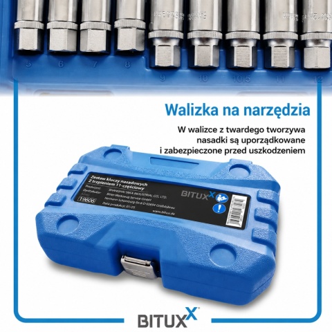 Profesjonalny zestaw wykrętaków do szpilek BITUXX 11 elementów z napędem 1/2″ – narzędzia do usuwania urwanych śrub i trzpieni
