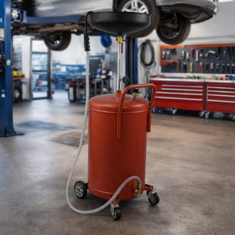 Zlewarka do oleju warsztatowa mobilna na kołach – zbiornik na zużyty olej